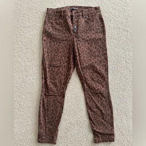 Level 99 Size 29 Brown Spiced Leopard High Rise Button Fly Skinny Ankle Jeans